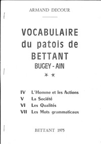 Vocabulaire du patois de Bettant